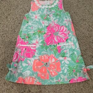 Lilly Pulitzer Pink and Green Floral Kids Casual Dress